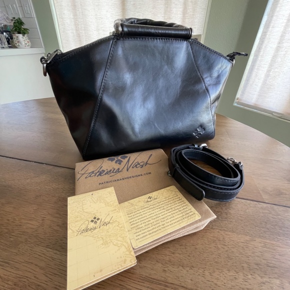 Patricia Nash Holland Top-Handle Black Leather Satchel/Crossbody P155106 EUC - Picture 15 of 16